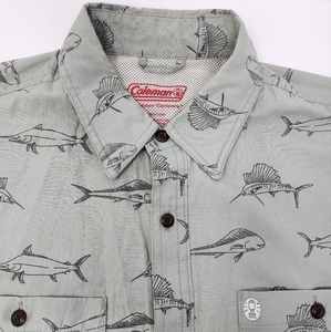 Coleman Men's Guide Short Sleeve Green Button-down Fish Shirt‎ Medium